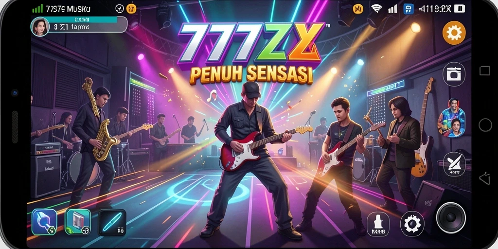 Screenshot gameplay 777ZX dengan antarmuka musik interaktif.