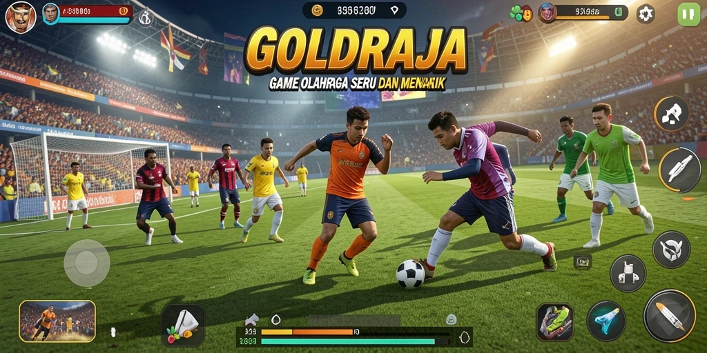 Screenshot gameplay GOLDRAJA yang menampilkan aksi di lapangan.
