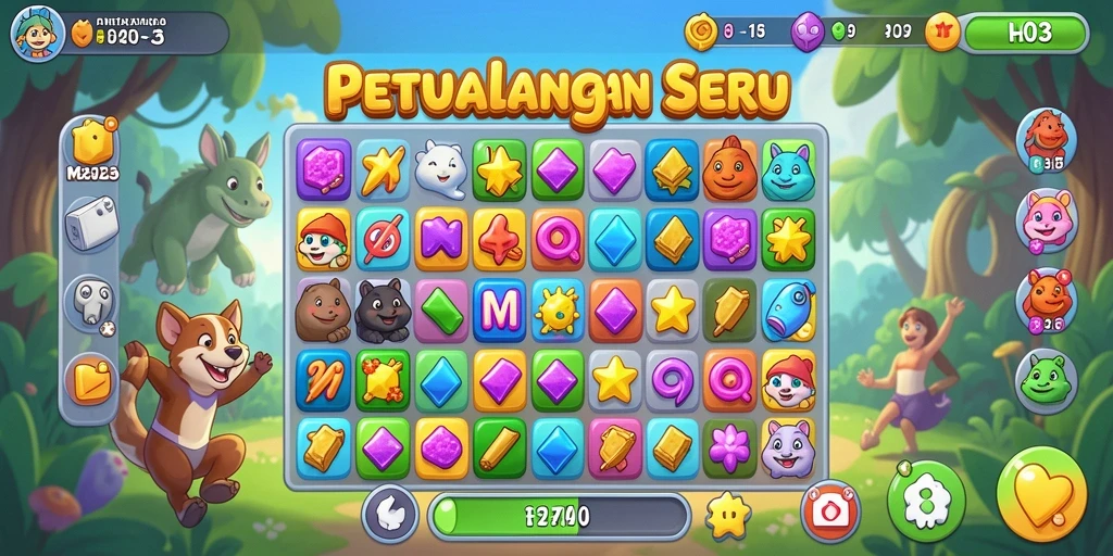 Tampilan gameplay seru H03 dengan berbagai tantangan Match-3.