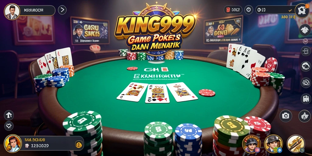 Screenshot gameplay Poker KING999 yang menampilkan aksi mendebarkan.