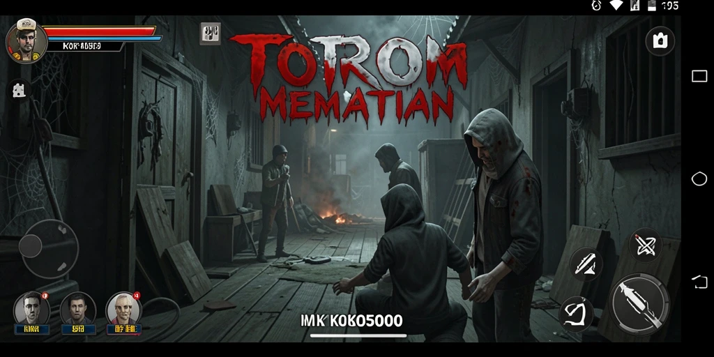Screenshot gameplay KOKO5000 menampilkan suasana mencekam dan karakter menakutkan.