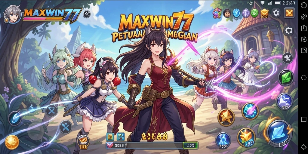 Tangkapan layar gameplay <strong>MAXWIN77</strong> menunjukkan pertarungan karakter Anime yang mendebarkan.