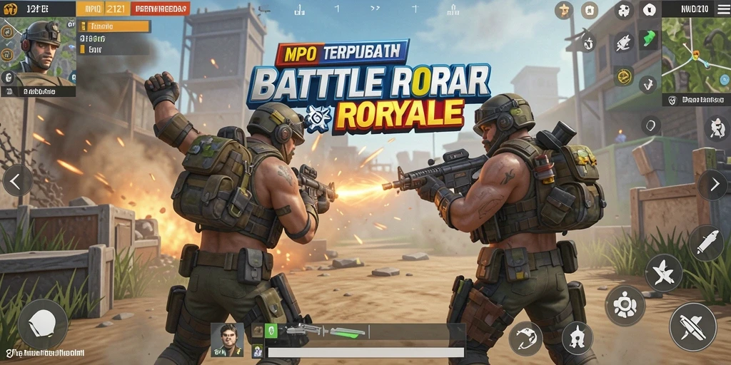 Gambaran gameplay intens di medan perang Battle Royale.