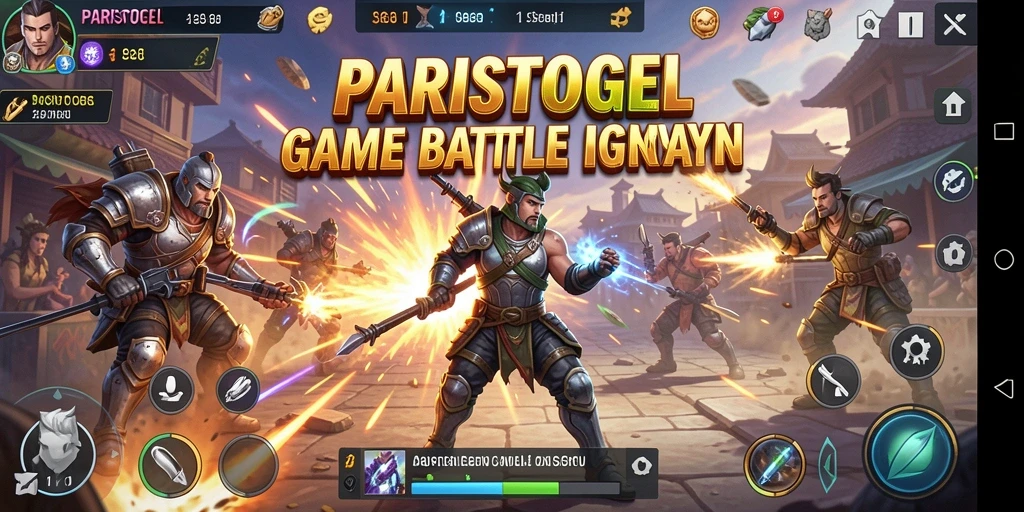 Tampilan gameplay seru di PARISTOGEL dengan pertempuran intens.