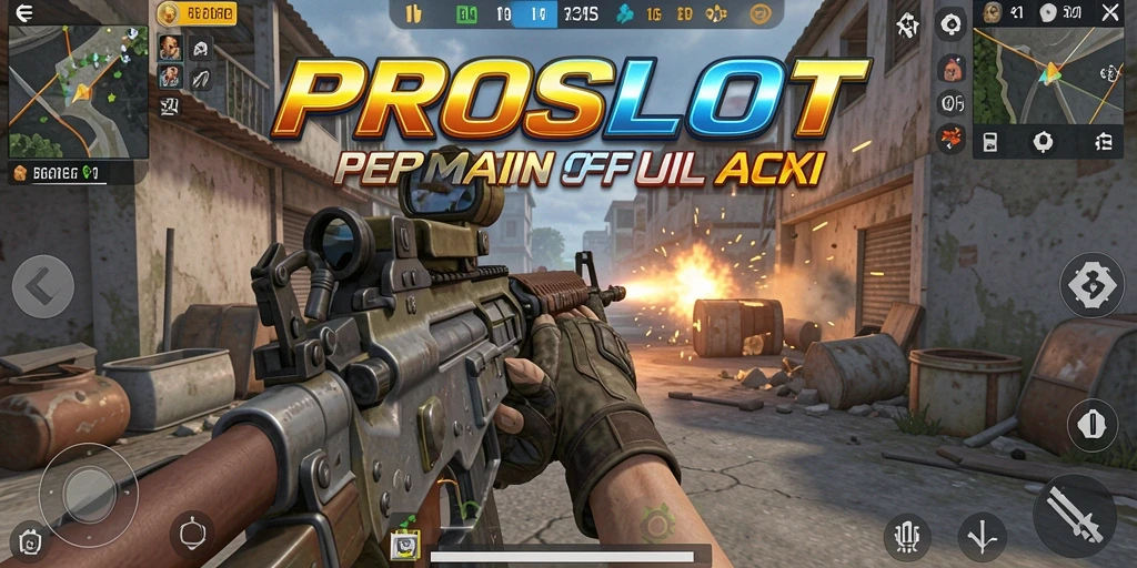 Tangkapan layar utama menunjukkan aksi intens dalam permainan FPS.