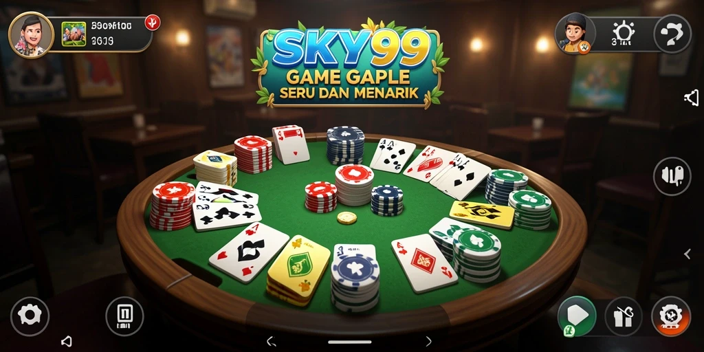 Tampilan screenshot SKY99 menampilkan gameplay Gaple yang interaktif dan seru.