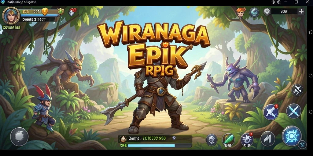 Screenshot gameplay WIRANAGA menampilkan pertempuran mendebarkan di dunia RPG.